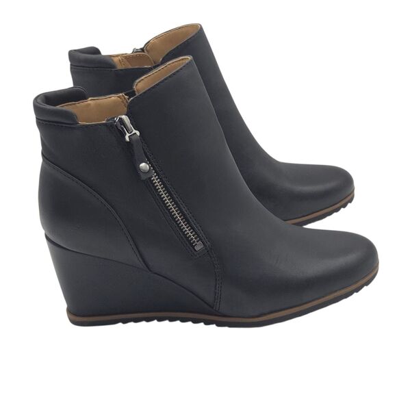 Soul Naturalizer Haley Women 9.5M Black Wedge Ankle Booties Zip Nubuck Style NEW - Picture 12 of 15